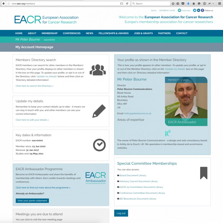 EACR website